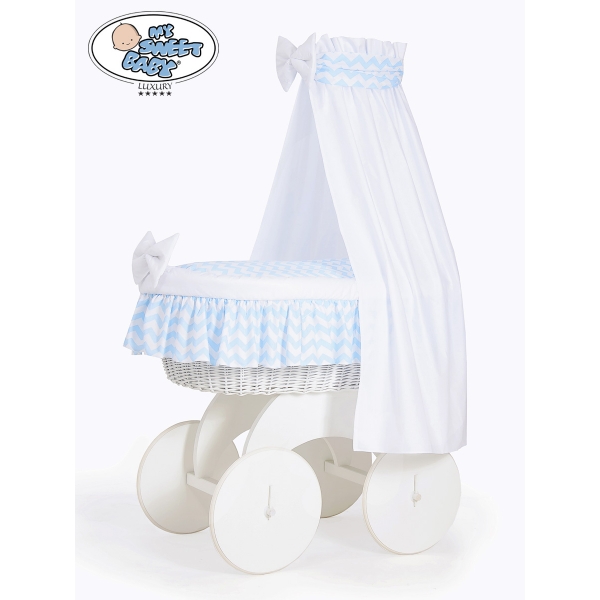Weiße Weide Korb Stubenwagen mit Himmel Hannah nr nr 70202-900* mit Textilen