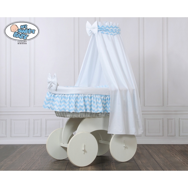 Weiße Weide Korb Stubenwagen mit Himmel Hannah nr nr 70202-900* mit Textilen
