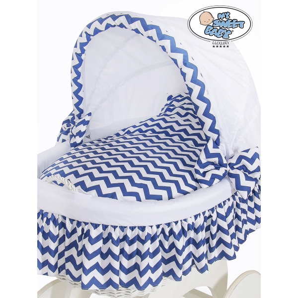 Bollerwagen für Baby Weiße Weide mit Marineblau-Weiß Bettwäscheset Hannah 70102-903*