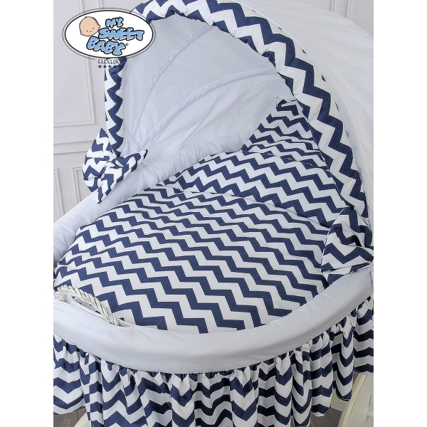 Bollerwagen für Baby Weiße Weide mit Marineblau-Weiß Bettwäscheset Hannah 70102-903*