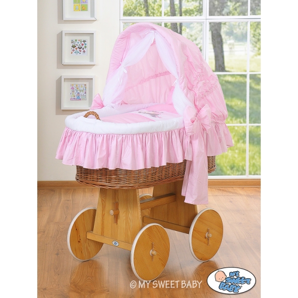 Bollerwagen für Babymit Haube - Esel Luca rosa