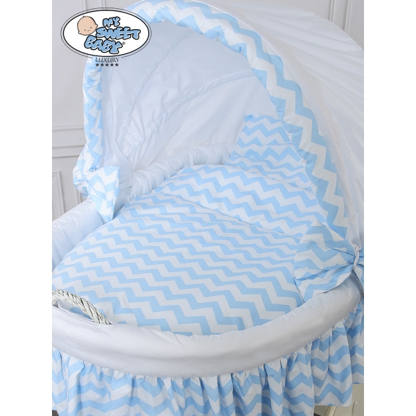 Luxus Stubenwagen für Babys mit Haube Hannah Blau Weiß nr 70102-900*