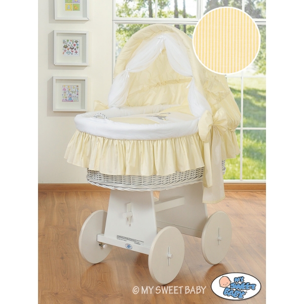 Bollerwagen mit Bettset mit Haube - Esel Luca creme