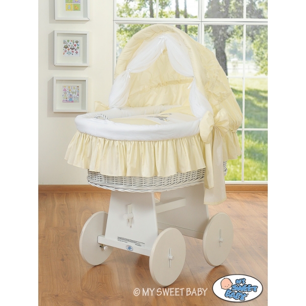 Bollerwagen mit Bettset mit Haube - Esel Luca creme