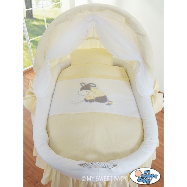 Bollerwagen mit Bettset mit Haube - Esel Luca creme