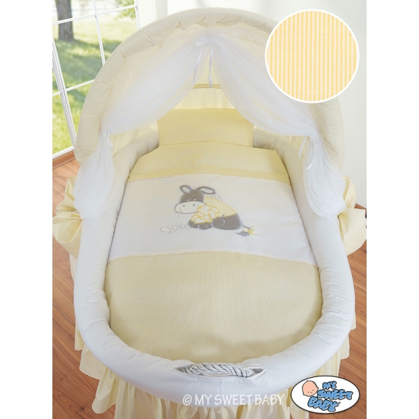 Bollerwagen mit Bettset mit Haube - Esel Luca creme