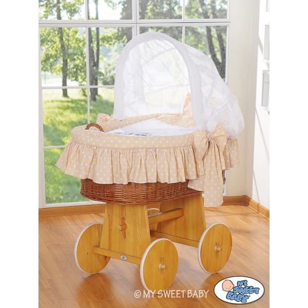 Bollerwagen mit Haube - Eulen Bigi Zibi & Adele beige
