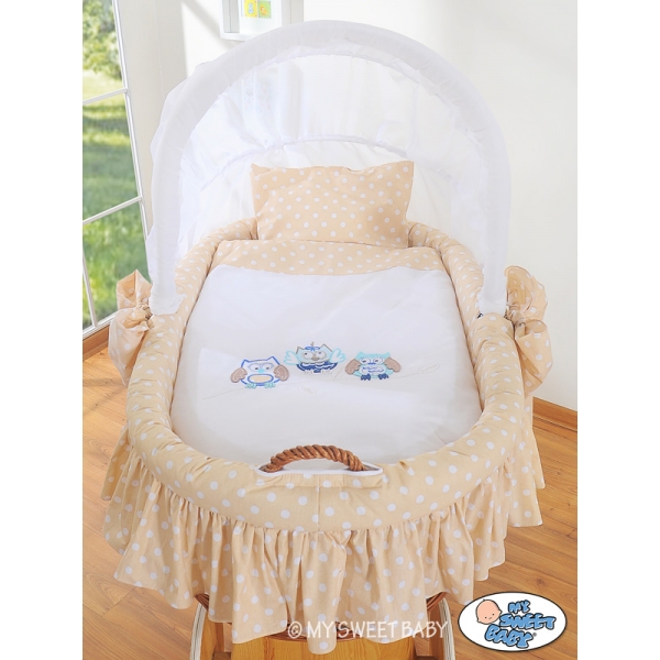 Bollerwagen mit Haube - Eulen Bigi Zibi & Adele beige