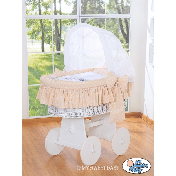 Bollerwagen mit Haube - Eulen Bigi Zibi & Adele beige