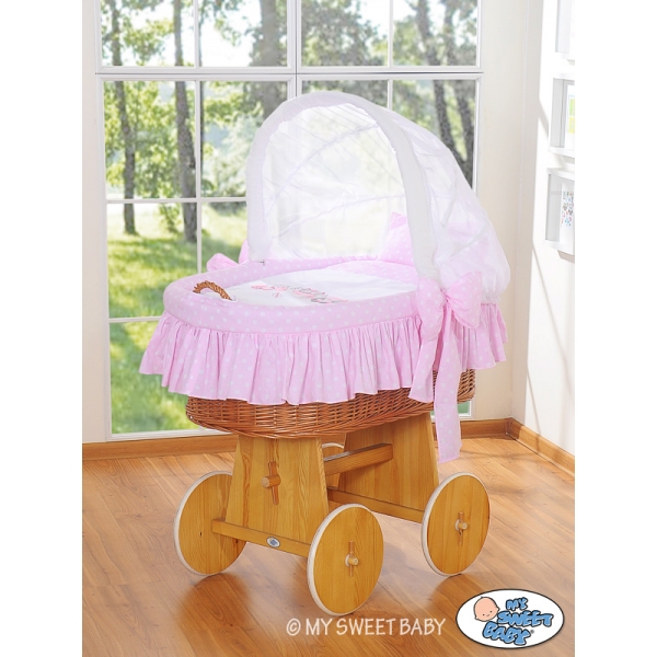 Bollerwagen mit Haube - Eulen Bigi Zibi & Adele rosa
