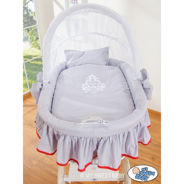Bollerwagen mit Haube - Glamour grau-rot