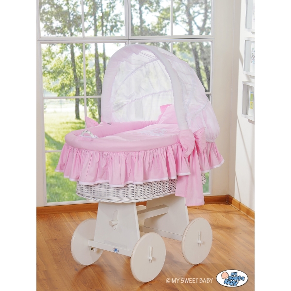 Bollerwagen mit Haube - Glamour rosa-weiß