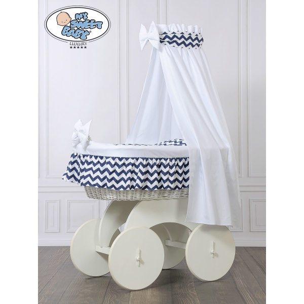 Stubenwagen Blau Weiß Bezug