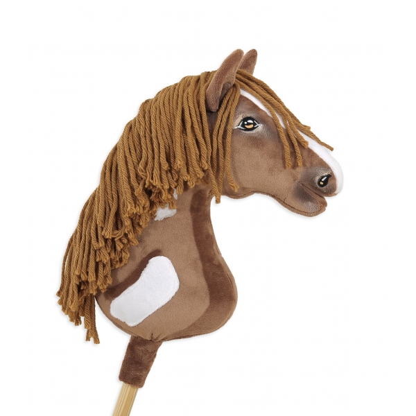 Braun Hobbyhorse mit brauner Mähne mit Weiße Schecke