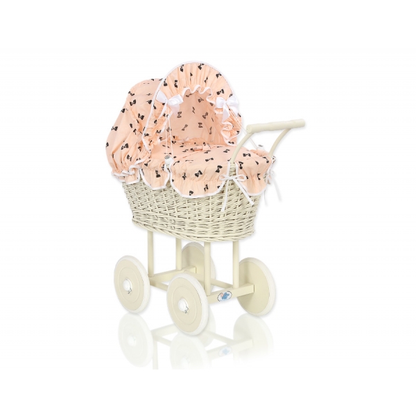 Creme Weide Puppenwagen Bettwäsche Schleifenmuster nr 101699-762