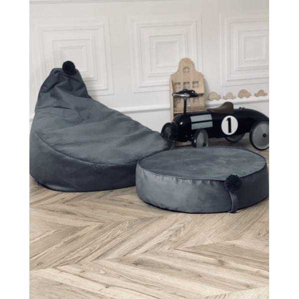 Sitzsack Pouf Grau für Babyzimmer