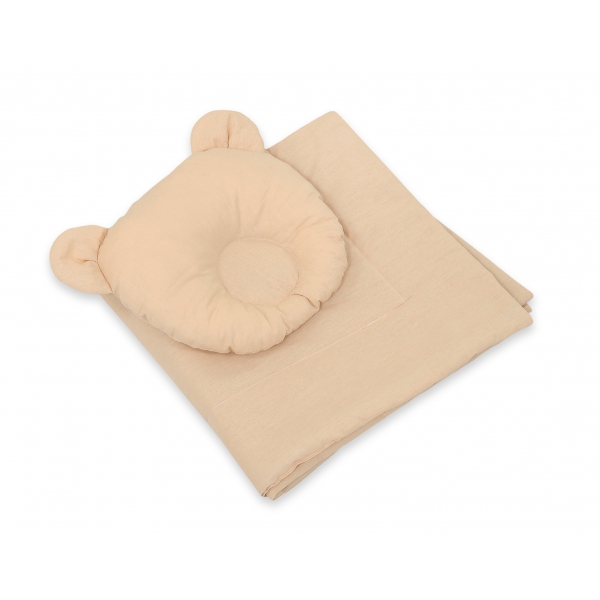 Decke mit Kissen Bär für Moseskorb 2tlg - beige