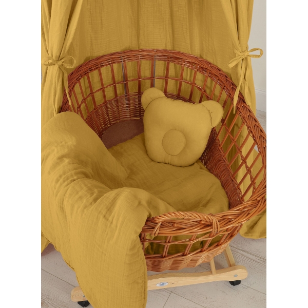 Baby Decke mit Kissen Teddybär MUSSELIN- set 2tlg - honig gelb