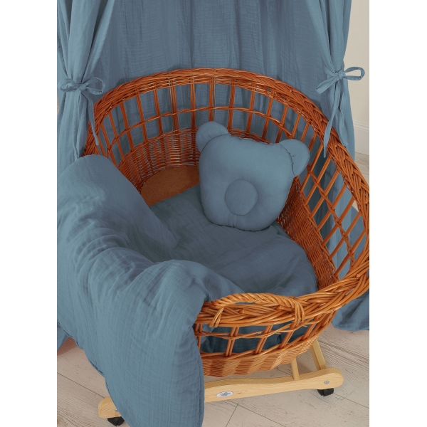 Baby Decke mit Kissen Teddybär MUSSELIN- set 2tlg - pastellblau