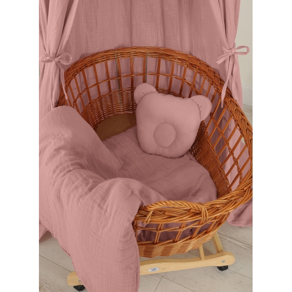 Decke mit Kissen Teddybär MUSSELIN- set 2tlg - pastellviolett