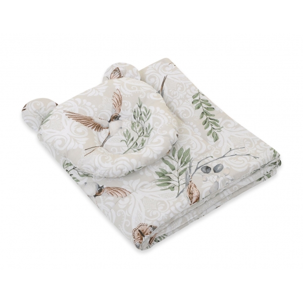 Decke mit Kissen Teddybär für Moseskorb 2tlg - Brown birds