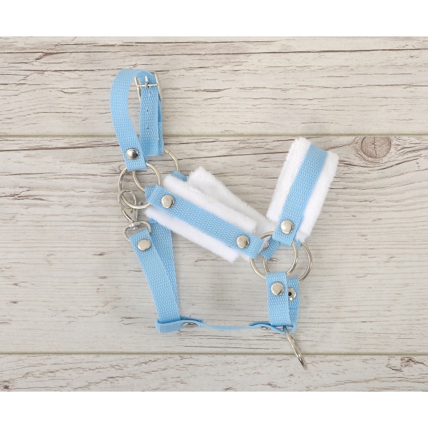 Die Verstellbare Halfter für Hobby Horse A3 - hellblau mit Pelz