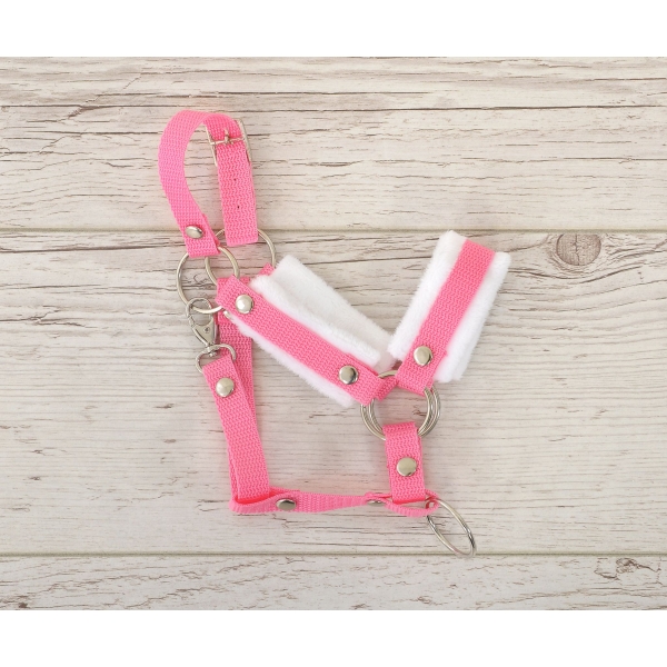 Die Verstellbare Halfter für Hobby Horse A3 - rosa mit weißem Pelz