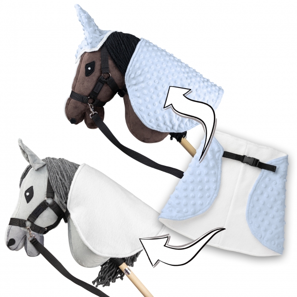 Doppelseitige Decke mit Fliegenohren für Hobby Horse A3 A4 Hellblau