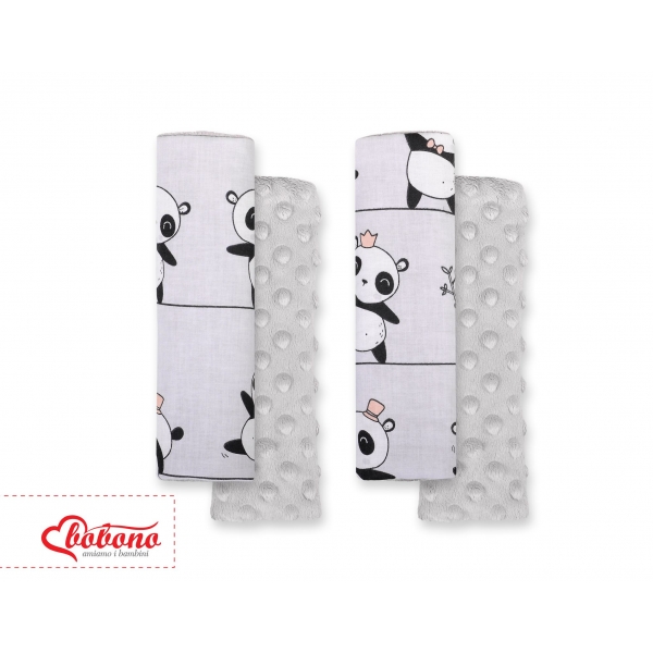 Doppelseitige Gurtpolster BOBONO -  Panda grau/grau