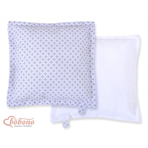 Doppelseitige Kissen - Blumenmuster-grau