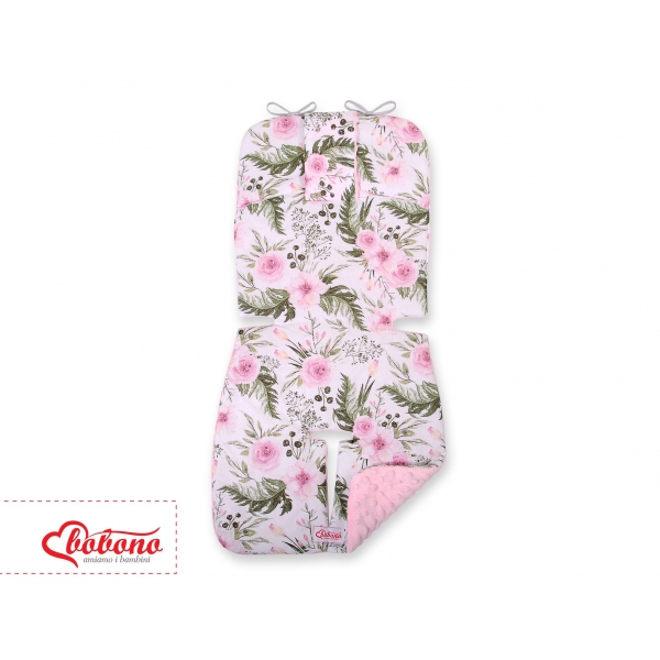 Doppelseitige Sitzauflage BOBONO -  rosa Blüten/rosa