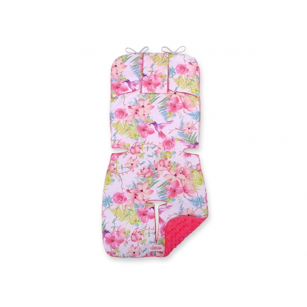 Doppelseitige Sitzauflage BOBONO - Kolibri in Blumen/rosa
