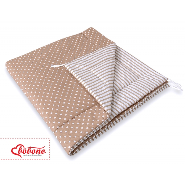 Doppelseitige Teepee Spielmatte - Teepee Kinderspiel-Zelt - Braun-Punktemuster/beige gestreift