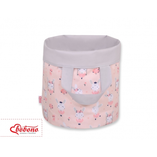 Doppelseitiger Spielzeugkorb L -Ballerinen rosa/grau