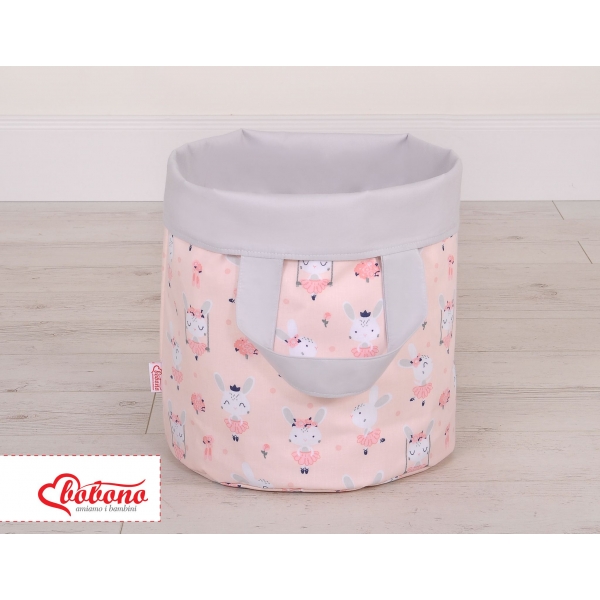 Doppelseitiger Spielzeugkorb L -Ballerinen rosa/grau