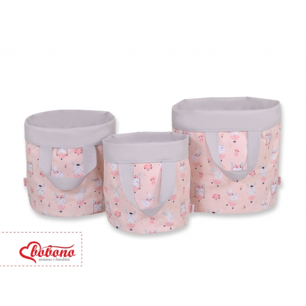 Doppelseitiger Spielzeugkorb L -Ballerinen rosa/grau