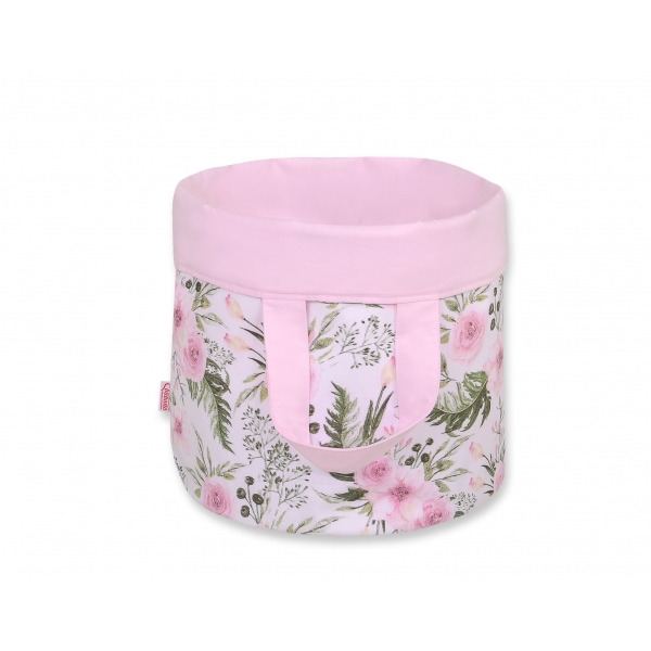 Doppelseitiger Spielzeugkorb L - rosa Blüten/rosa