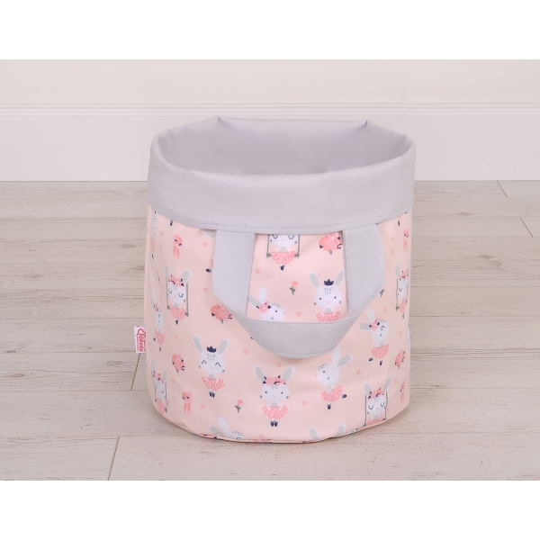 Doppelseitiger Spielzeugkorb S -Ballerinen rosa/grau