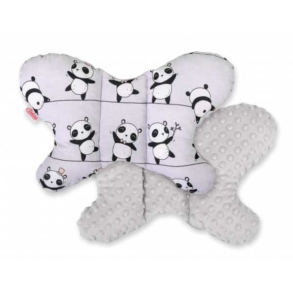 Doppelseitiges Anti - Schock -Kissen  "Butterfly" - Panda grau/grau