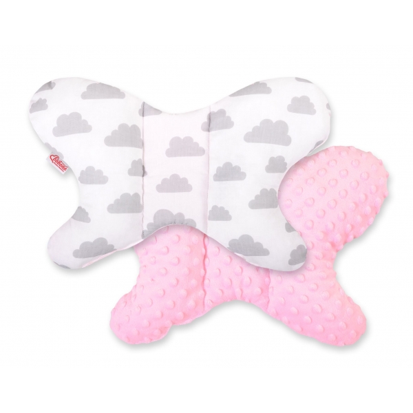 Doppelseitiges Anti - Schock -Kissen  "Butterfly" - Wolken grau/rosa