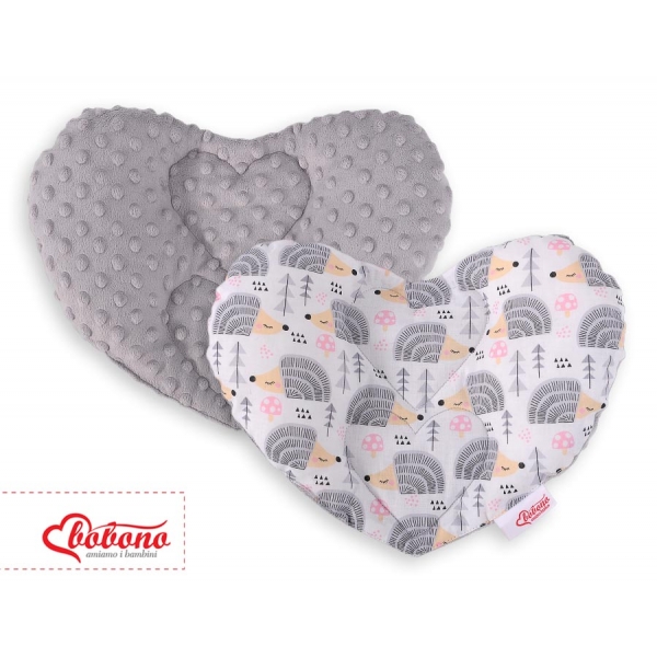 Doppelseitiges Baby Kopfkissen - Igel grau