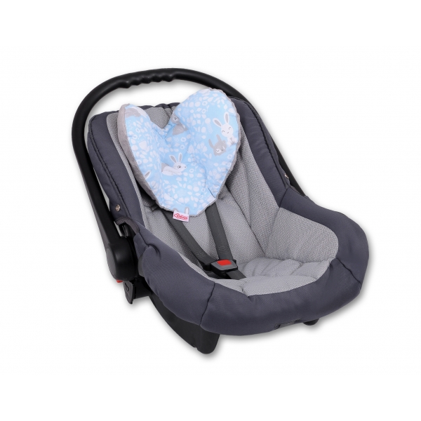 Doppelseitiges Baby Kopfstützkissen - blaue Hasen
