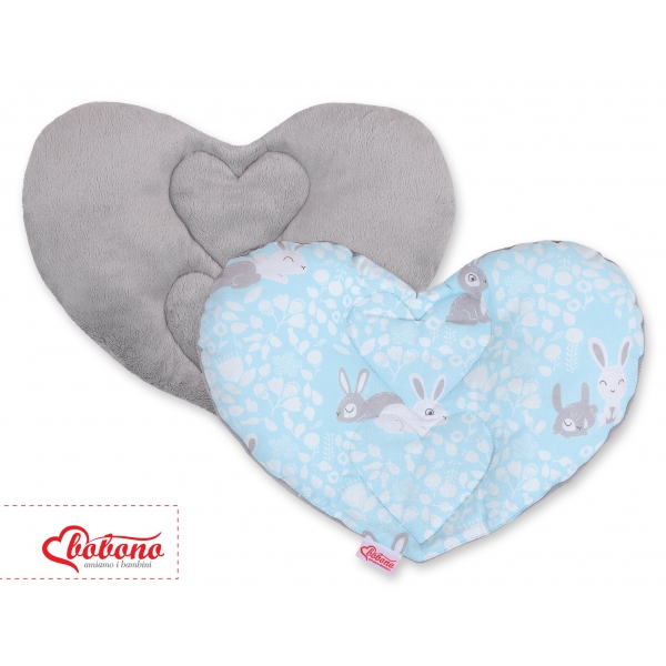 Doppelseitiges Baby Kopfstützkissen - blaue Hasen