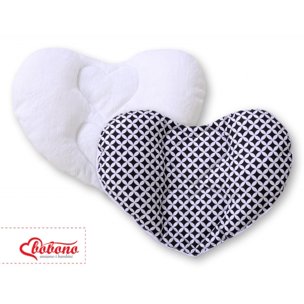 Doppelseitiges Baby Kopfstützkissen - Blumenmuster schwarz