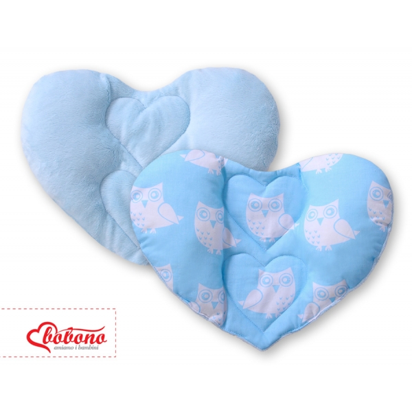 Doppelseitiges Baby Kopfstützkissen - Eulen blau