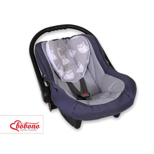 Doppelseitiges Baby Kopfstützkissen - Eulen grau