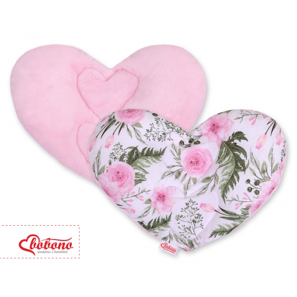 Doppelseitiges Baby Kopfstützkissen - rosa Blüten