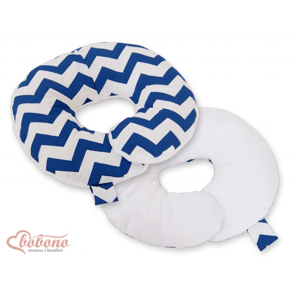Doppelseitiges Baby Nackenstützkissen - Chevron dunkel blau