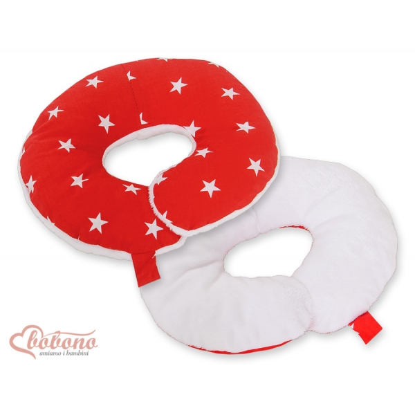 Doppelseitiges Baby Nackenstützkissen - Sternchen rot