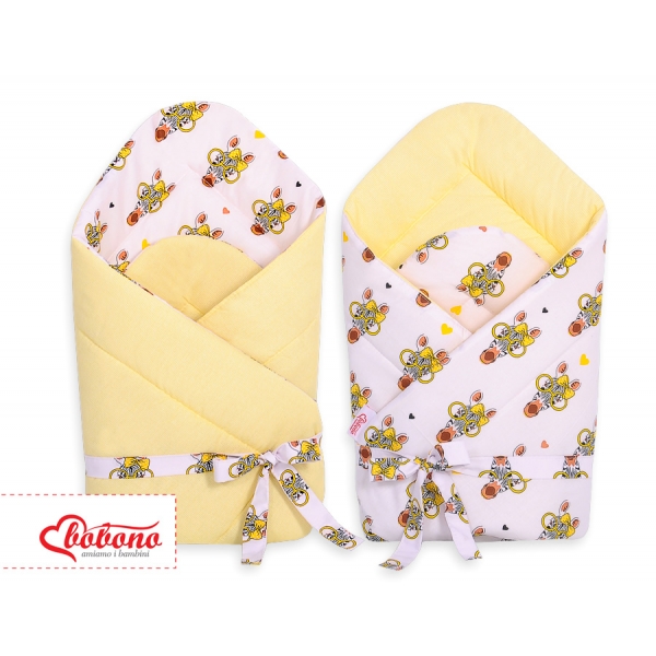 Doppelseitiges Baby Nestchen mit Schleife - gelbe Zebras